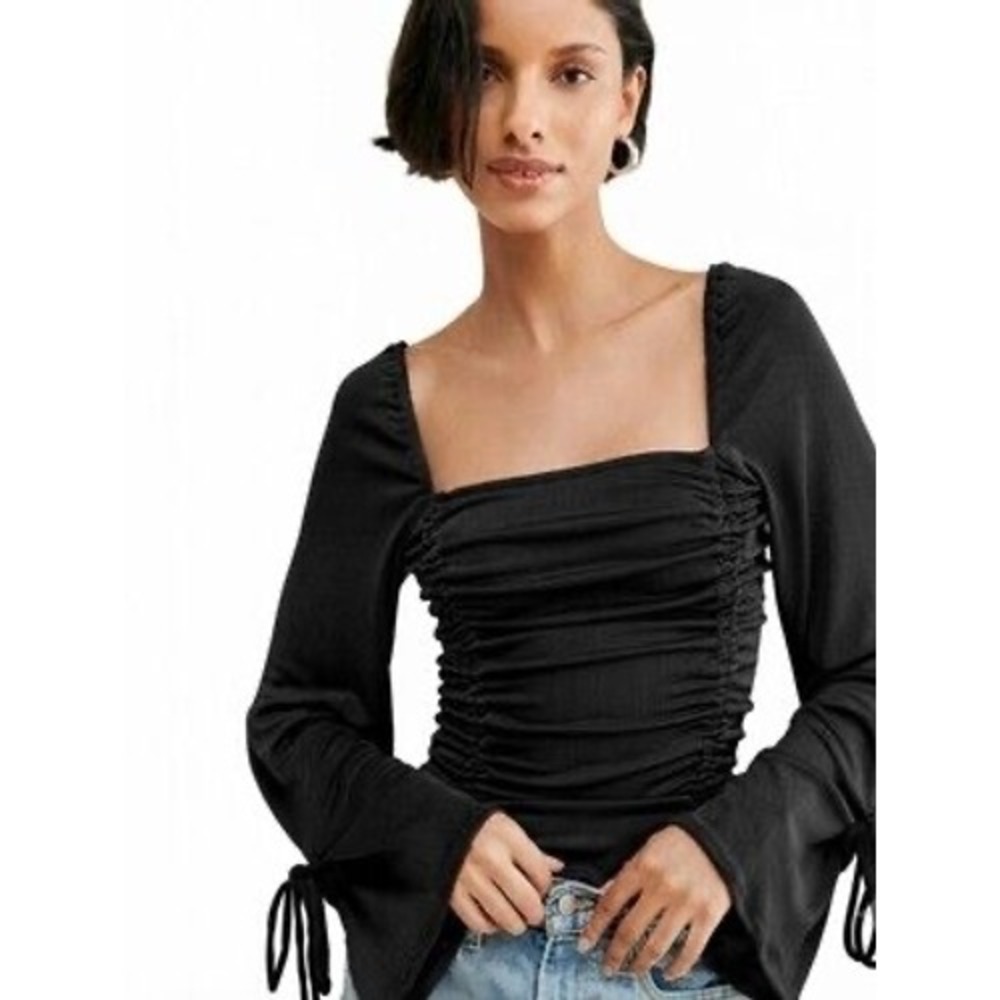 Intimately Free People Black Long Sleeve Bodysuit S Flowy Whimsigoth Coquette